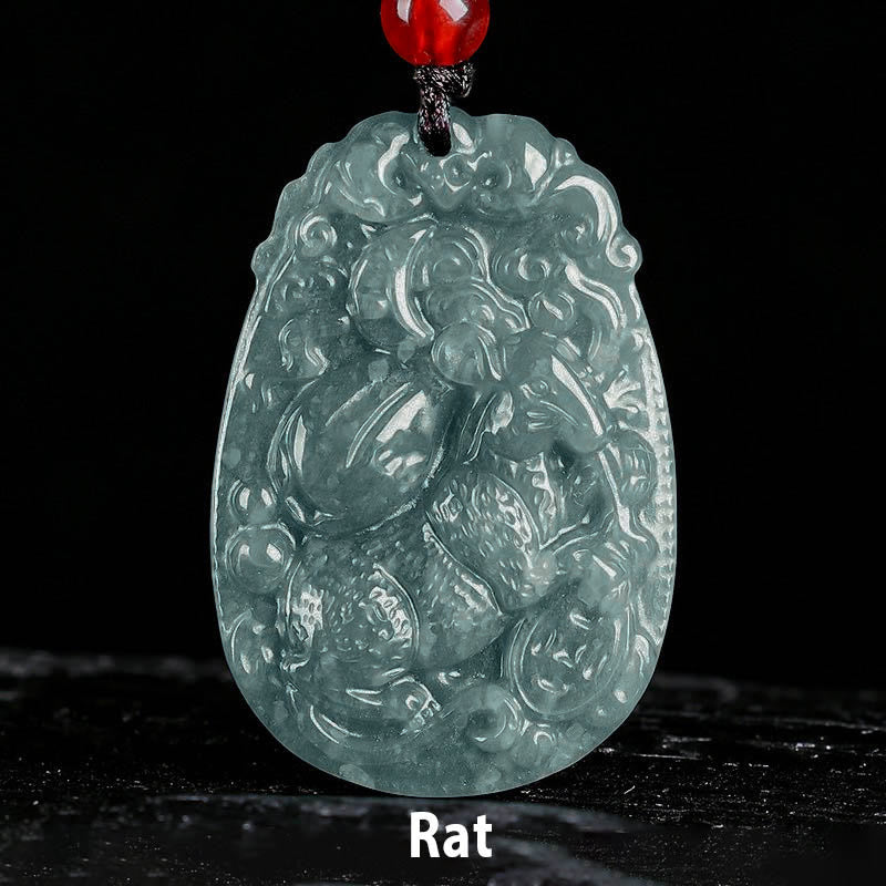 Chinese Zodiac Jade Year of the Horse Luck Rope Necklace Pendant