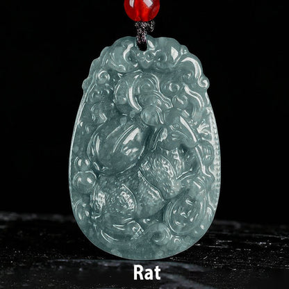 Chinese Zodiac Jade Year of the Horse Luck Rope Necklace Pendant
