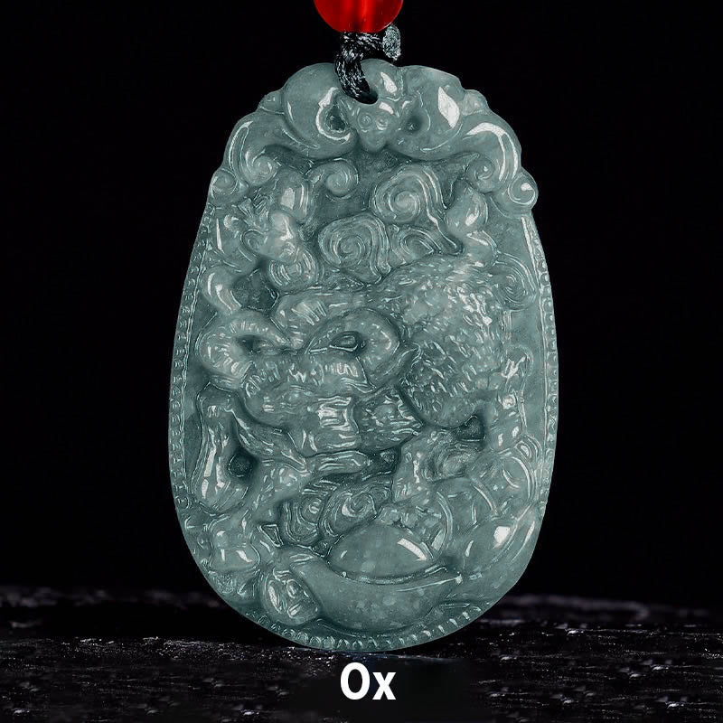 Chinese Zodiac Jade Year of the Horse Luck Rope Necklace Pendant