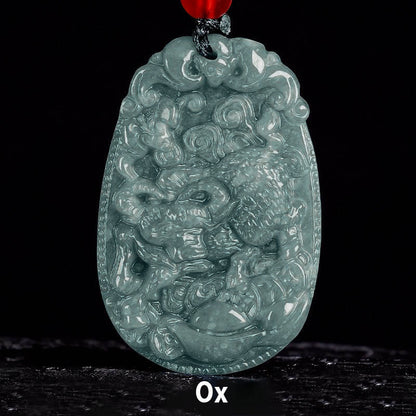 Chinese Zodiac Jade Year of the Horse Luck Rope Necklace Pendant