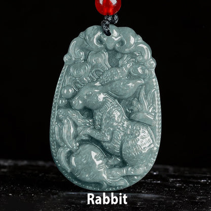 Chinese Zodiac Jade Year of the Horse Luck Rope Necklace Pendant