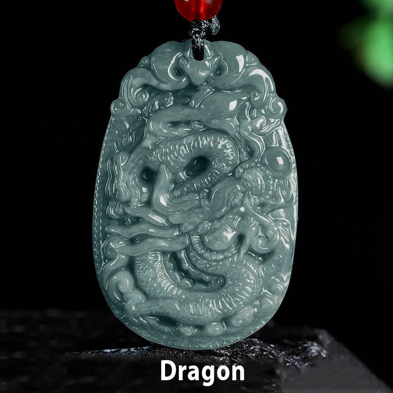 Chinese Zodiac Jade Year of the Horse Luck Rope Necklace Pendant