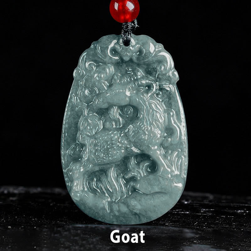 Chinese Zodiac Jade Year of the Horse Luck Rope Necklace Pendant