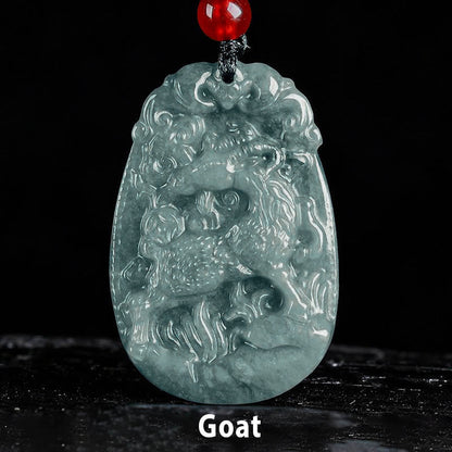Chinese Zodiac Jade Year of the Horse Luck Rope Necklace Pendant
