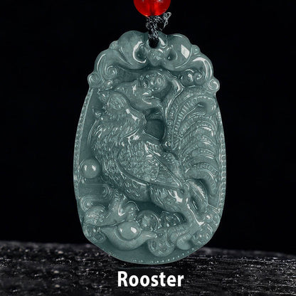 Chinese Zodiac Jade Year of the Horse Luck Rope Necklace Pendant