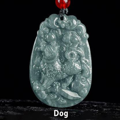 Chinese Zodiac Jade Year of the Horse Luck Rope Necklace Pendant