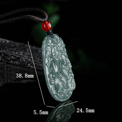 Chinese Zodiac Jade Year of the Horse Luck Rope Necklace Pendant